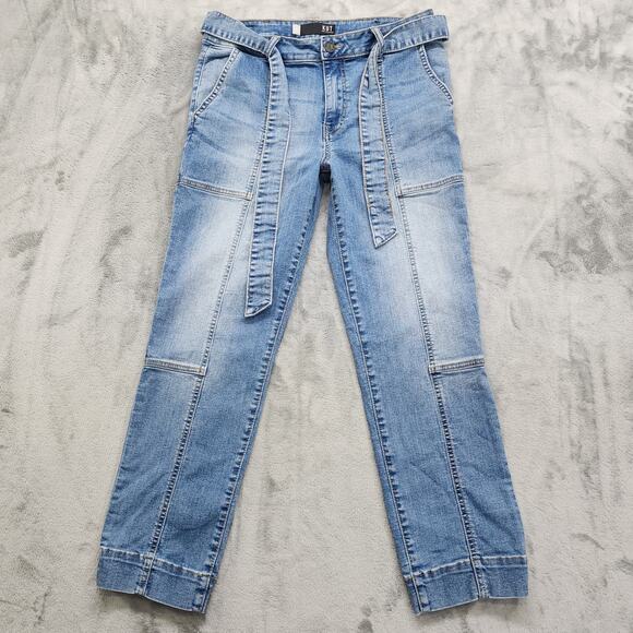 Kut from the Kloth Jeans Womens 6 Blue Reese Tie Waist High Rise Ankle Straight - Picture 1 of 12